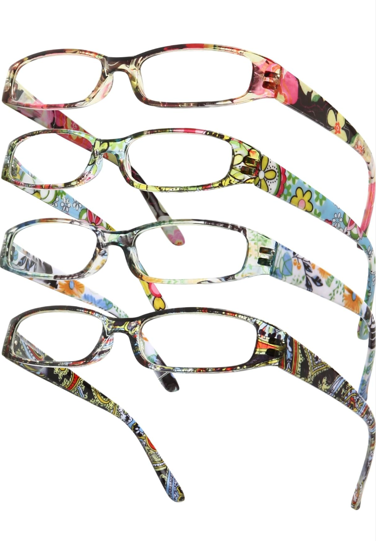 Gaoye 4-Pack Readers for Women, Blue Light Blocking Reading Glasses, Stylish Reading Glasses for Women in 4 Patterns (+3.50)