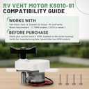 RV Fan Vent K6010-81 Lift Motor, Fit for Dometic Fan-Tastic B Series Models 807350 & 803350 RV Roof Vent 17 RPM Motors - Replace Older K6050-81 & K6050-80 for Autotrol 200-0535A 7 RPM Motors