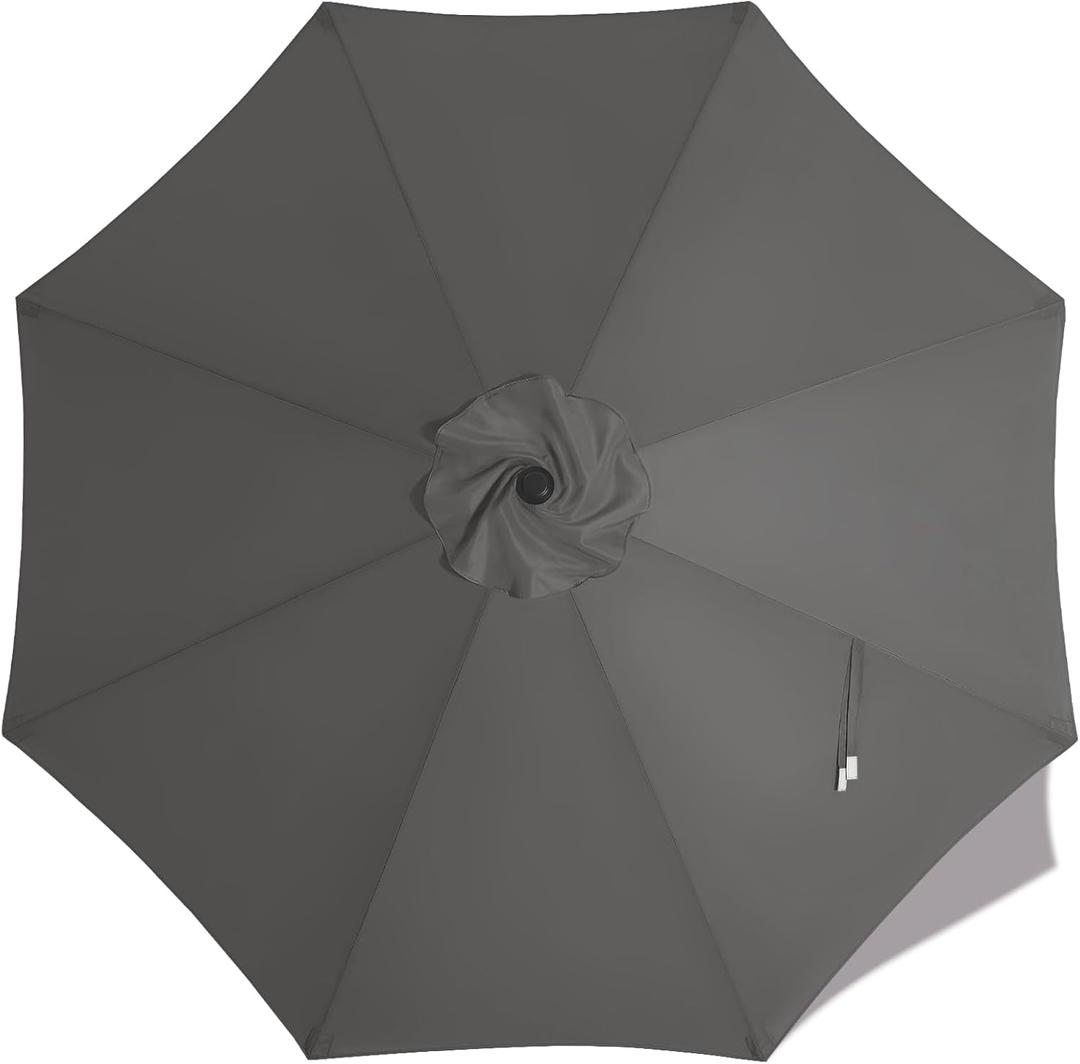 MASTERCANOPY Patio Umbrella 9 ft Replacement Canopy for 8 Ribs-Charcoal Grey Canopy Only