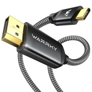 Warrky USB C to DisplayPort Cable 8K 60Hz [Gold-Plated Plug, Metal Case] 4K 240Hz, 2K 360Hz Type-C to Display Port 1.4 Cord, Thunderbolt 5/4/3 Compatible with MacBook Pro/Air, iPhone 16, iPad, Galaxy (6ft, Grey)