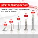 3 x Hex Head Self Tapping Screws for MetalStainless Steel 410 Pack of 60 (#8x1/2, #8x3/4,#8x1,#10x1,#10x1-1/2)5 Sizes Self Drilling Screws Sheet Metal Screws Corrosion & Wear Resistant (Silver)