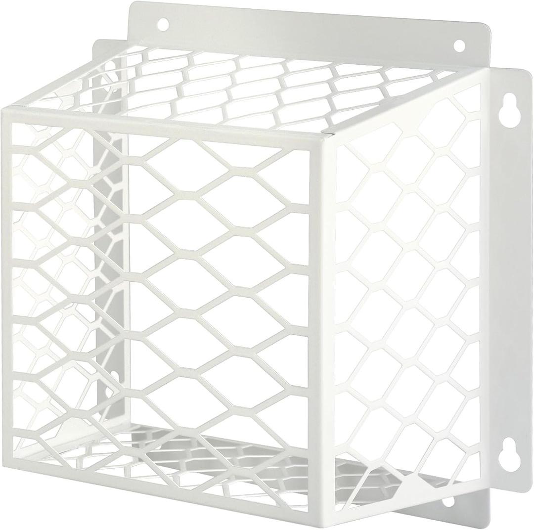 Dryer Vent Bird Guard,Dryer Vent Cover Guard for Most 3" to 4" Bathroom Exhaust Fan Ventilation Cover,7"Lx7"Wx5"H Steel Ventilation Bird Cage for Exhaust Fan Cover,White