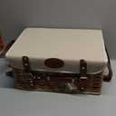 Multifunctional Wicker Picnic Basket Set for 4 with Blanket and Picnic Table, Insulated Picnic Set with Full Tablewares for Camping Outdoor Couples,Natural