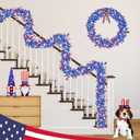 50FT Red White and Blue Garland,4th of July Patriotic Garland for Indoor Outdoor Party Celebration Holiday Independence Day Memorial Day 4th of July Red White and Blue Decorations
