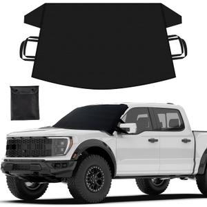EcoNour Windshield Cover for Ice and Snow | Durable 600D Oxford Fabric | Waterproof Winter Car Cover for Pickup Truck, SUV & Mini Van | Essential Car Winter Accessories | X-Large (74"x43")