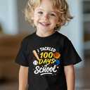 100 Days of School Shirt Kids  Boys Girls Toddler Happy 100th Day of School T-Shirt, Kindergarten 100 Day,3T-7T (Black)