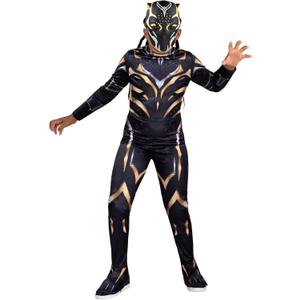 Marvel Black Panther Official Youth Halloween Costume - Premium Quality Padded Jumpsuit with Plastic Mask (L)