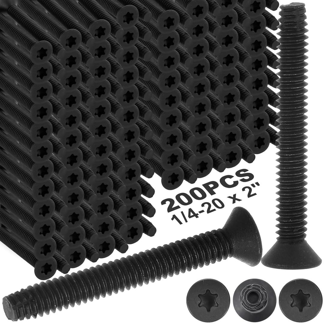 Blulu 200 Pack Quantity 1/4-20 x 2'' Trailer Deck Screws Flat Head Screws Wood to Metal Screw Thread Cutting for Trailer Flooring Floorboards