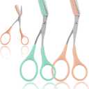 2Pcs Eyebrow Trimmer Scissors, Men Women Eyebrow Clippers, Comb Head Detachable, Safe Eyebrow Trimming Tool, Beard Trimmer, Easy to Operate for Beginners, Makeup Artist Recommended Eyebrow Scissors