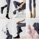 5 x Womens Pilates Non slip Yoga Socks Dance Gym Exercise Ankle Socks (Brown)