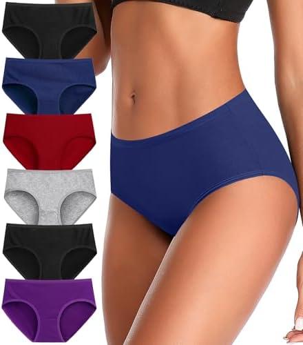 ASIMOON Low Rise Womens Underwear Panties Ladies Briefs 6 Pack, M
