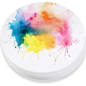 TaoBary 60 Pack Watercolor Paper Round 250 GSM Cold Pressed Watercolor Paper 12 Inch Diameter Ideal for Most Wet and Dry Media, Ideal for Beginners, Artists and Specialists