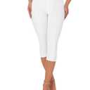roswear Women’s Capri Pants Trendy Mid Rise Skinny Stretchy Front Seam Denim Jeans, L