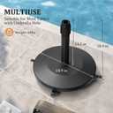 Patio Umbrella Base with 4 Wheels, 44lbs Round Heavy Duty Concrete Stand for Outdoor Market Umbrella, Black