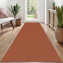 EARTHALL Woven Runner Rug 3x8 Ft Washable Runners for Hallways Wide Non Slip Rubber Backed Kitchen Runner Braided Indoor Floor Carpet for Entryway, Hallway, Kitchen, Bedroom, Rustic Orange/Tan