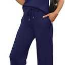 XIEERDUO Two Piece Sets for Women Summer Lounge Sets Beach Vacation Travel Outfits Casual Wide Leg Pants Matching Sets L