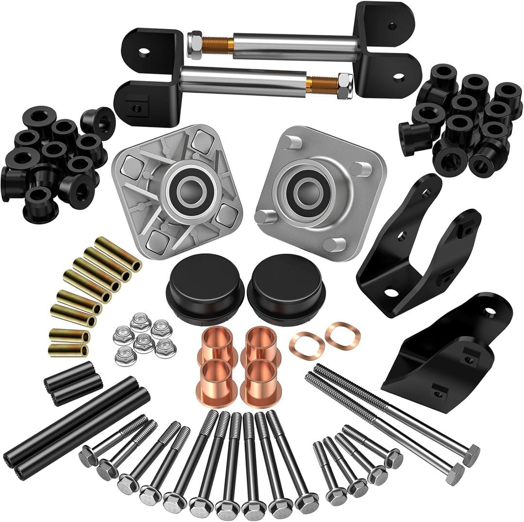 Club Car Precedent Deluxe Repair Kit, 2004-UP Golf Cart Front End Kit for Precedent, Club Car Repair Kit Front Wheel Hub King Pin Bearing Bushings Sets, Replace OEM# 102287201 103638601 103638801