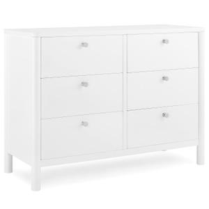 Delta Children Brooks 6 Drawer Dresser with Interlocking Drawers (Includes 3 Sets of Knobs  Choose from Natural, Brushed Nickel & Melted Bronze), Bianca White