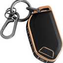 ELOHEI Key Fob Cover for Kia with Keychain, Key Fob Case for 2024 2025 2026 Kia K5 Sorento Forte Soul Telluride(Gold Edge Black)