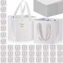 Windyun 100 Pcs Mini Paper Gift Bags with Handle 6 x 6 x 6'' Square Small Favor Bag with DIY Thank You Tag for Christmas Birthday Wedding Bridal Shower Bridesmaid Graduation Party (White)