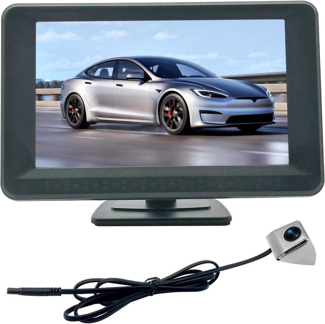Blind Spot Camera with 5 BSD Monitor Kit, HD 1080P Monitor Side View Camera Kit, Door Tape Mounted Blind Spot Cam Silver