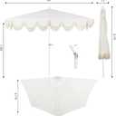 JONATHAN Y Half Umbrella UMB1201K Beverly 9 ft. Designer Classic Scalloped Fringe Market Patio with Crank, Tilt Button and UV Protection in Cream/White, White Pole