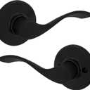 Kwikset Balboa Interior Passage Door Handle, Lever For Closet and Hallway Doors, Reversible Non-Locking Handle Lever, Matte Black