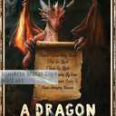 2 x Dragon Signs Bookshelf Decor 5 Signs I'm Probably A Dragon Vintage Wall Art Decor for Home Office Library Cafe Book Lovers 12x16inch