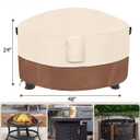 Fire Pit Cover,Outdoor Heavy Duty 600D 100% Waterproof Fire Pit Cover Round,Weatherproof Firepit Covers Round 48" Dia x 24" H,Beige & Brown