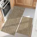 COSY HOMEER Kitchen Rugs Non Slip Washable 24"x36"+24"x60",Absorbent Soft Kitchen Mats for Floor,Polyester Kitchen Runner Rug Sets of 2,Kitchen Floor Mats for Sink Mat,Hallway,Laundry,Taupe