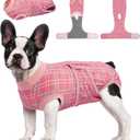 Kuoser Dog Recovery Suit for Female Male Dogs, Post-Surgery Bodysuit for Spay Neuter, Dog Onesie After Surgery, Anti-Licking Pet Surgical Recovery Suit, Pink XS (X-Small (Back:8.3-11.4'', Weight:4-7 LB))