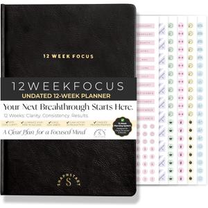 12 Week Focus Planner: High Performance Project Planner - Stay Focused and Achieve your Goals - Weekly and Daily Pages with Scientifically Proven Prompts - Undated, 7x10inch Black Hardcover