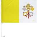 Vatican City Flag for Car Catholic Memorabilia 2025 New Pope Bandera para Carros Window Clip Pole Mount Kit Bishop of Rome Poster Decor Accessories Sign Roman Decorations Religious Gifts Made in USA