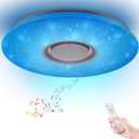 HOREVO Led Music Ceiling Light with Bluetooth Speaker 36W 20 inch Multi Functional APP Upgraded Modern Light Fixtures with RGB Color Changing, Family Party Star Lights (Remote Included)