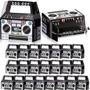 Zonon 24 Pcs 80s Party Favors Boxes 90s Novelty Boom Box Party Decoration Gift Treat Goodie Candy for Retro Radio Hip Hop Theme Table Centerpieces 4.8 x 2.4 x 5.2 Inch(80s)