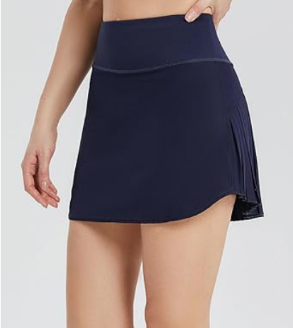 baleaf Women's Pleated Tennis Skirt Golf Skorts for Woman High Waisted Lightweight Athletic Shorts Pockets L, Navy