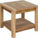 Teak Wood Side Table with Storage, Indoor and Outdoor Wooden Furniture for Deck, Porch, Balcony, Living Room, Bedroom and Backyard (18" D x 18" W x 16" H)