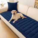 Smiry Couch Cover for Dogs Washable, Non Slip Fuzzy Pet Couch Covers for 3 Cushion Sofa Pet Friendly, Thick Soft Sofa Slipcovers Cushion Protector (Navy, 27.6" x 59")