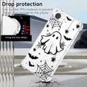 Halloween Case for iPhone 16e Clear Ghost Fashion Designs, Phone Cover Girls Stylish Slim Shockproof Bumper Protective Women Halloween Spider Web Phone Case for iPhone 16e Kids Bat
