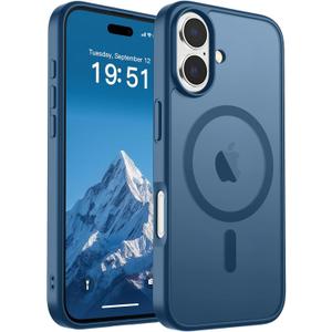 SUPFINE Magnetic for iPhone 17 Case (Compatible with MagSafe)(Military Grade Drop Protection) Translucent Matte Shockproof with Anti-Fingerprint Phone Cover 2025, Deep Blue