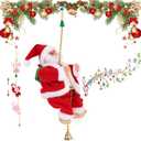 Santa Claus Musical Climbing Rope, Electric Christmas Climbing Santa Rope Decoration Climbing Santa Claus Doll Toy with Christmas Music, Climbing Santa Rope for Home Party Wall Tree Holiday Decoration