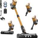 Cordless Vacuum Cleaner, 8 in 1 40Kpa 55Mins,Lightweight Vacuum Cleaners for Home, Stick Vacuum with Anti-Tangle Brush,Wall Mount, Rechargeable Cordless Vacuum for Floor/Sofa/Pet Hair,Gold