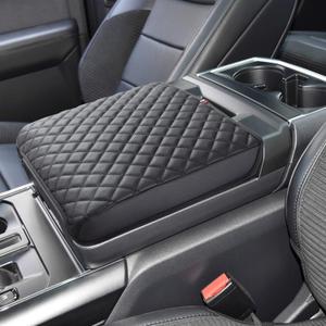 PIMCAR Ford F150 Center Console Cover, 2021-2025 Ford F150, 2022-2025 F150 Lightning Work Surface Console Armrest Cushion Leather Protector Interior Accessories (Only fit for Work Surface Console) (Black-Work Surface Console)