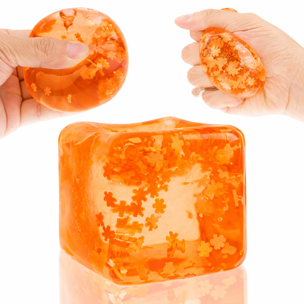 Fidget Toys Squishy Stress Cube, Stress Balls for Kids Adults Squishies Stress Relief, Ice Squishy Cube, Sensory Toys for Kids with Autism, Gifts for Halloween and Christmas