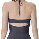 SUUKSESS Halter Tops for Women Tank Tops with Built in Bras Double Lined Backless Top Y2K Going Out Camisole (Blue, M)