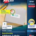 Avery Repositionable Printable Address Labels with Sure Feed, 1" x 2-5/8", White, 750 Blank Mailing Labels (58160)
