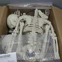 2 Pack 39.3 Inches 150 LED Light Up Skeleton Full Body, Posable & Movable Jonints Halloween Skeleton Decor, Battery Powered & Well Made Plastic Skeletons with Light Up Eyes