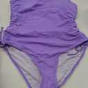 Viottiset Women's Ruched High Cut One Piece Swimsuit Tummy Control Bathing Suit Monokini (XX-Large, Purple)