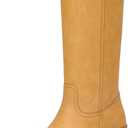 Adolilove Mid Calf Boots for Women Chunky Block Heel Women’s Tall Boots Square Toe Comfortable Casual Boots Low Heel Trendy Stylish Boots, Yellow, Size 6.5