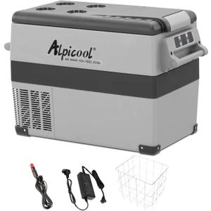 Alpicool CF45 Portable Fridge Freezer,12 Volt Car Refrigerator, 42 Quart (40 Liter) Fast Cooling 12V Car Fridge -4~68, Car Cooler, 12/24V DC and 100-240V AC for Outdoor, Camping, RV, Truck (42 Qt-CF45)